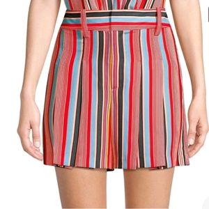 Alice Olivia Striped Pleated Flutter Shorts 0